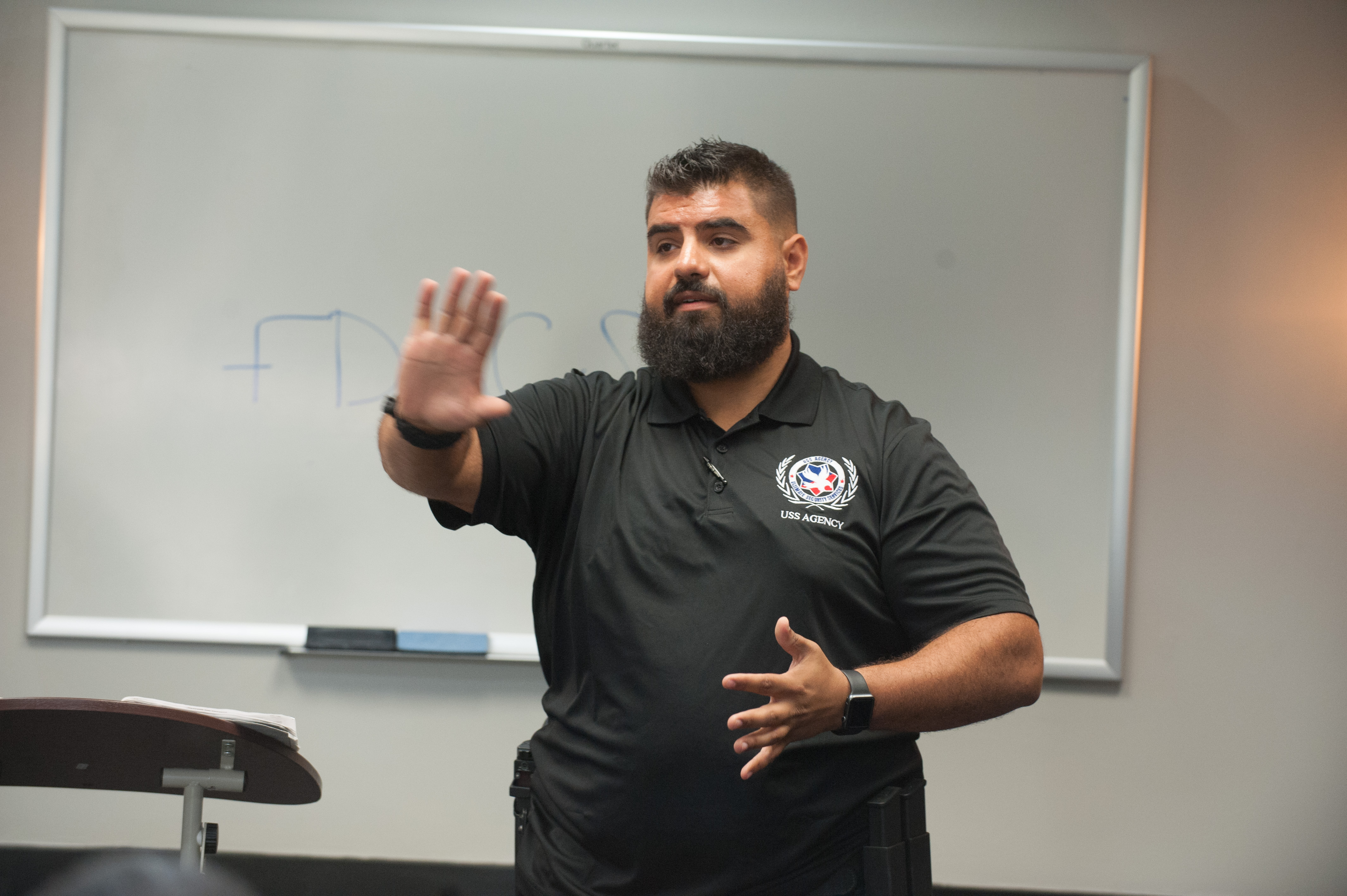 instructor gesturing class